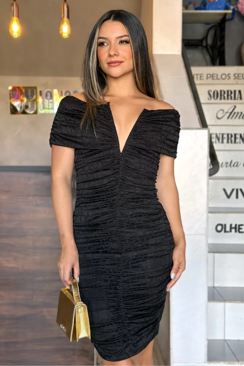 LANÇA PERFUME - Short Off-the-Shoulder Dress Launches Perfume - 0187 LANÇA PERFUME - Short Off-the-Shoulder Dress Launches Perfume - 0187