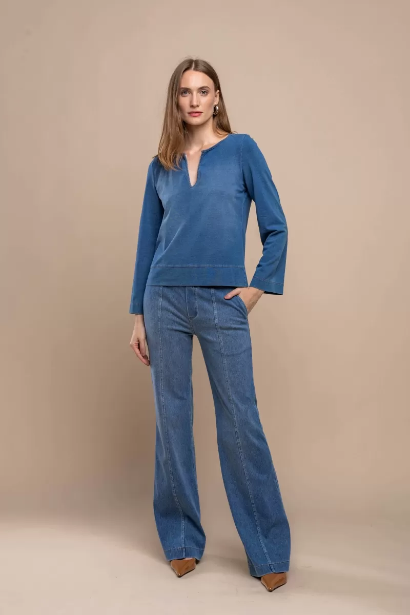 Hidrogênio - STRAIGHT PANTS WITH LAPEL IVETE JEANS - 20418042 Hidrogênio - STRAIGHT PANTS WITH LAPEL IVETE JEANS - 20418042