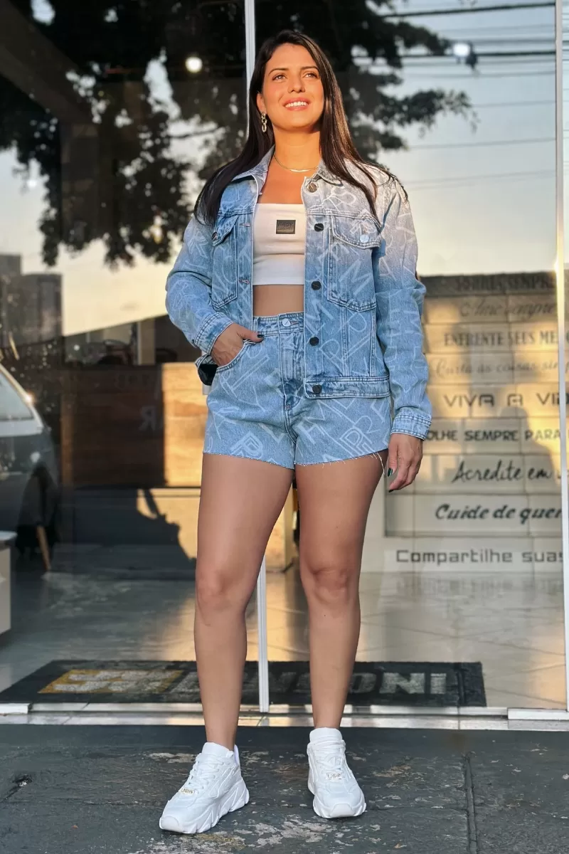 LANÇA PERFUME - Short Jeans Comfort High Waist Name Launches Perfume - 2891