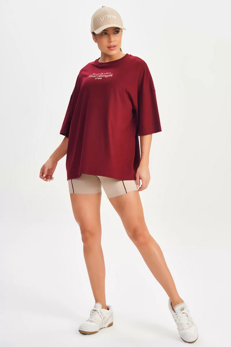 Lets Gym - Real Bodies Marsala Oversizes T-Shirt - 2695MS Lets Gym - Real Bodies Marsala Oversizes T-Shirt - 2695MS