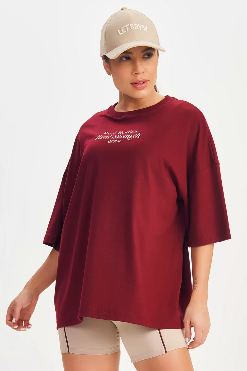 Lets Gym - Real Bodies Marsala Oversizes T-Shirt - 2695MS