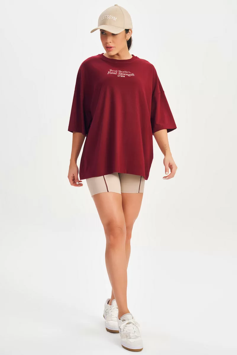 Lets Gym - Real Bodies Marsala Oversizes T-Shirt - 2695MS Lets Gym - Real Bodies Marsala Oversizes T-Shirt - 2695MS