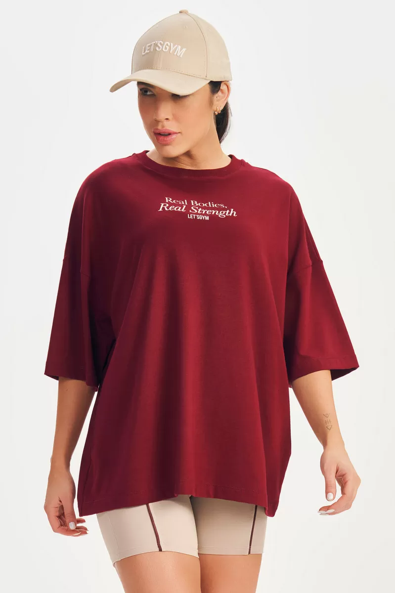 Lets Gym - Real Bodies Marsala Oversizes T-Shirt - 2695MS Lets Gym - Real Bodies Marsala Oversizes T-Shirt - 2695MS