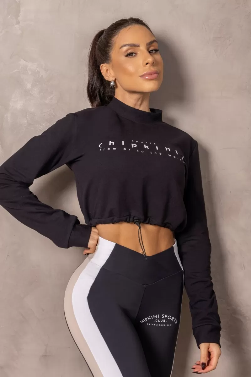 Hipkini - Coat Cropped Runner Black High collar - 33331106