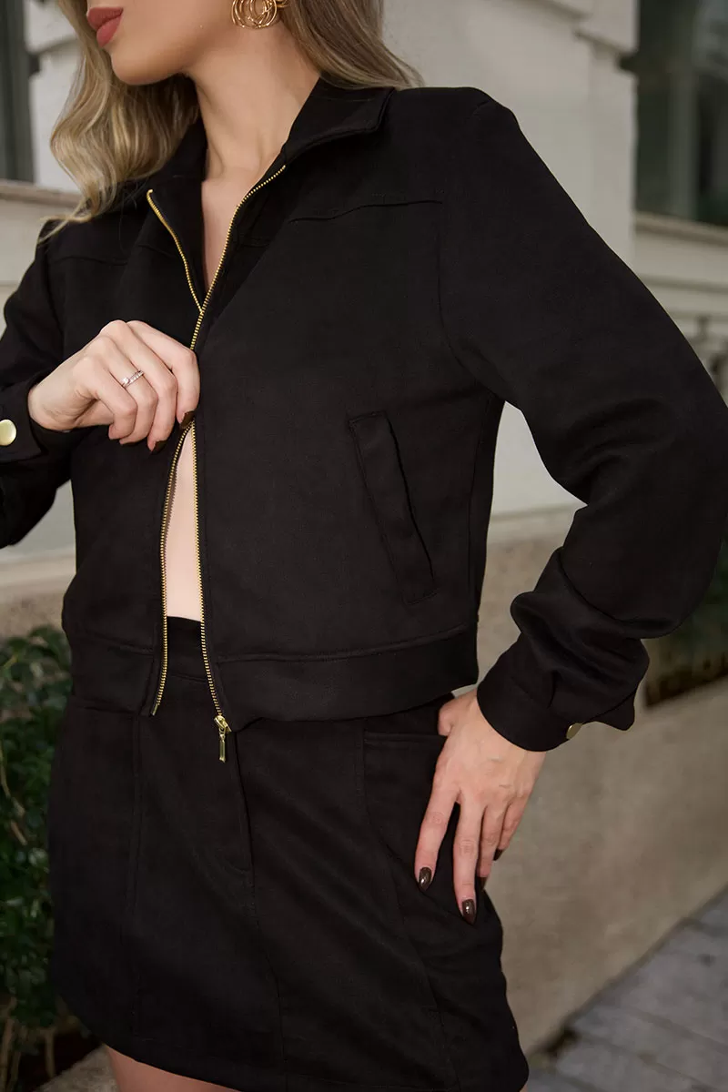 Miss Misses - Denise Jacket with Zipper Pocket in Black - 54551001 Miss Misses - Denise Jacket with Zipper Pocket in Black - 54551001