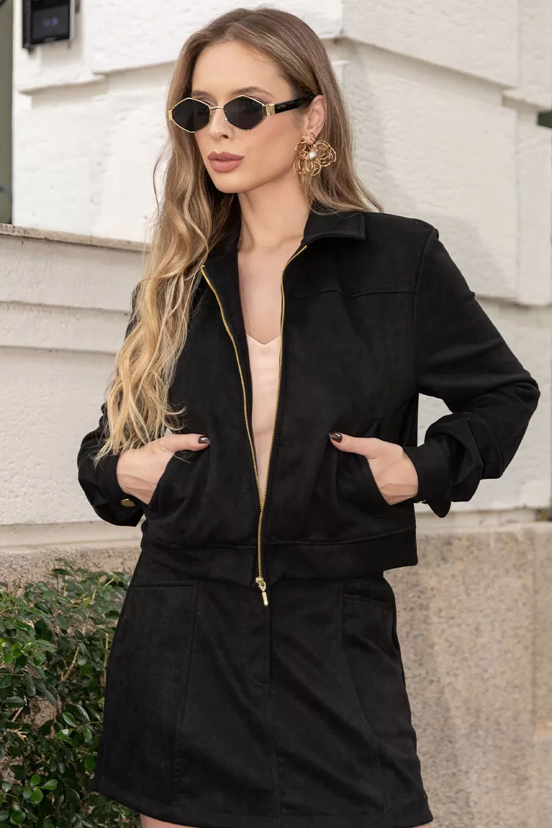 Miss Misses - Denise Jacket with Zipper Pocket in Black - 54551001 Miss Misses - Denise Jacket with Zipper Pocket in Black - 54551001