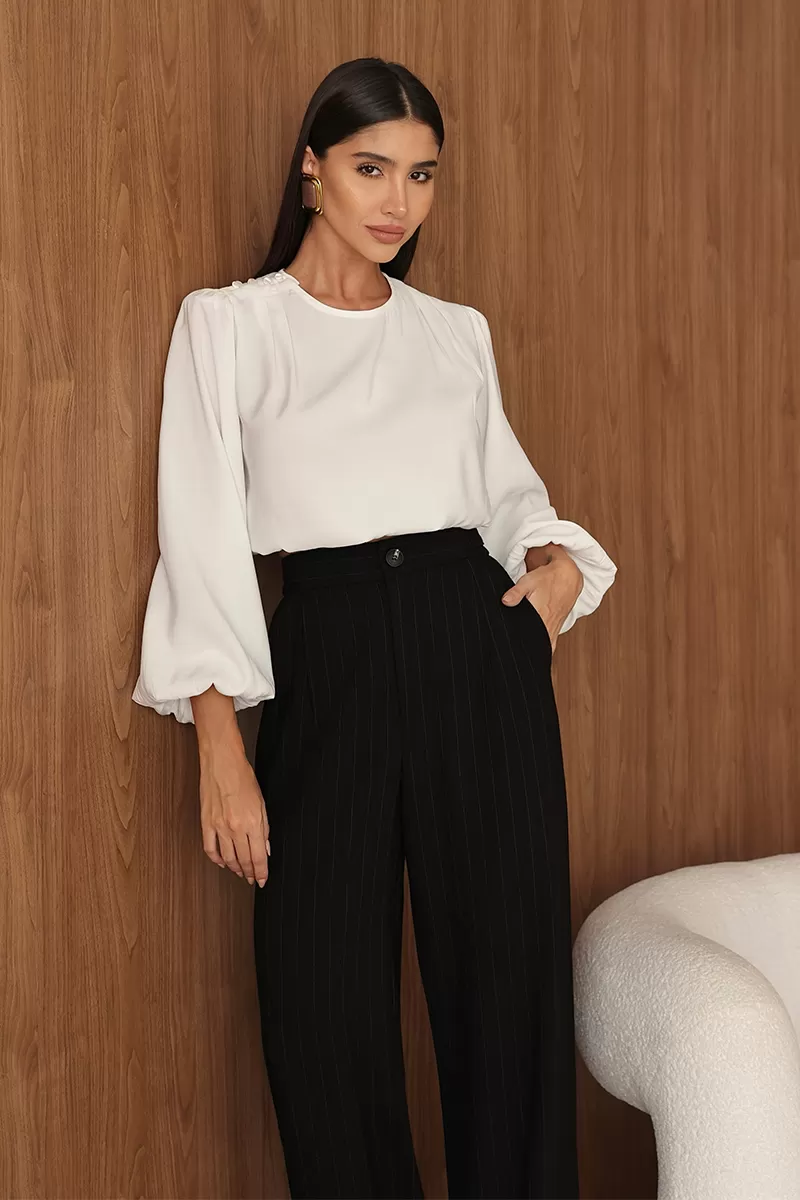 Dot Clothing - Pants Pantalona Dot Clothing Pinstripe Black - 2690PRETO Dot Clothing - Pants Pantalona Dot Clothing Pinstripe Black - 2690PRETO