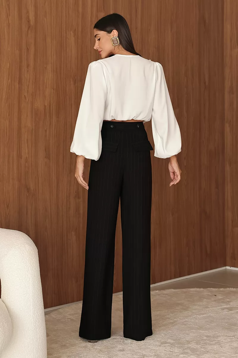 Dot Clothing - Pants Pantalona Dot Clothing Pinstripe Black - 2690PRETO Dot Clothing - Pants Pantalona Dot Clothing Pinstripe Black - 2690PRETO