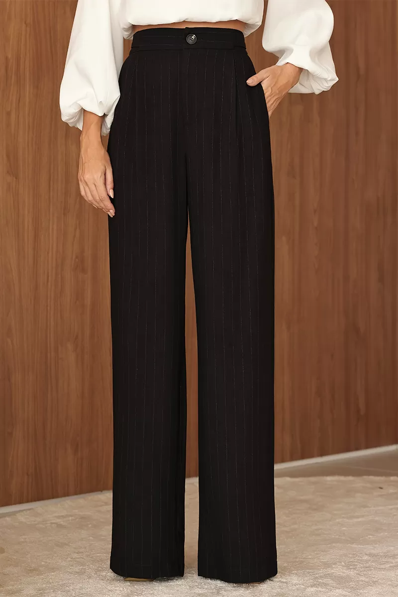 Dot Clothing - Pants Pantalona Dot Clothing Pinstripe Black - 2690PRETO Dot Clothing - Pants Pantalona Dot Clothing Pinstripe Black - 2690PRETO