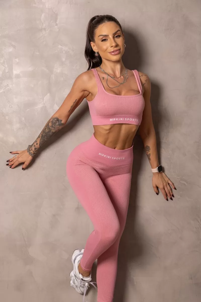 Hipkini - Seamless Runner Ribbed Top Old Rosé - 33331332