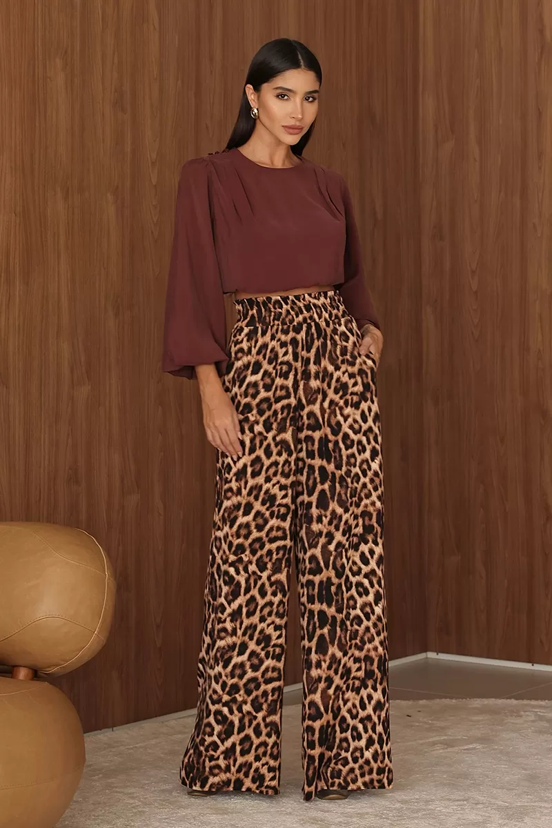Dot Clothing - Pants Dot Clothing Animal Print Leopard Pantalona - 2718ONCA
