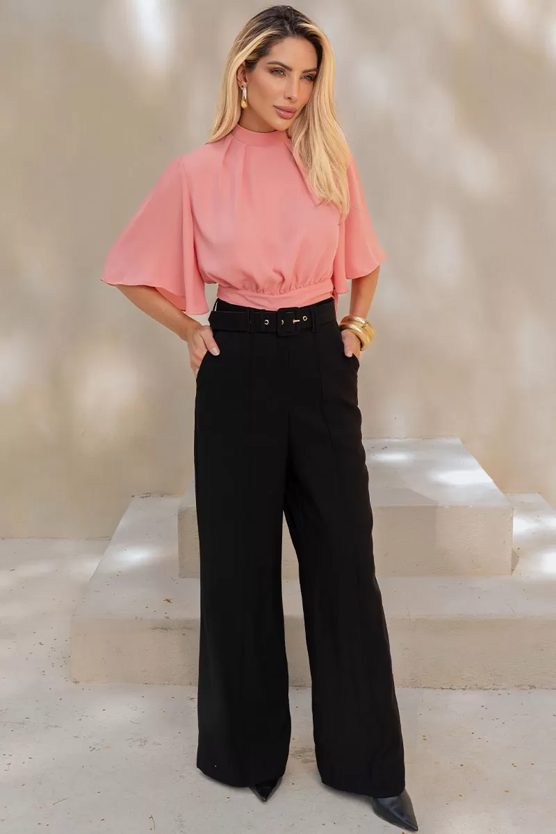 Miss Misses - Miss Misses Chiffon Shirt with Rose Tie - 54225031 Miss Misses - Miss Misses Chiffon Shirt with Rose Tie - 54225031