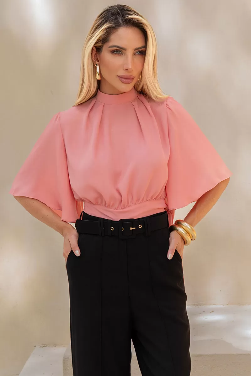 Miss Misses - Miss Misses Chiffon Shirt with Rose Tie - 54225031 Miss Misses - Miss Misses Chiffon Shirt with Rose Tie - 54225031
