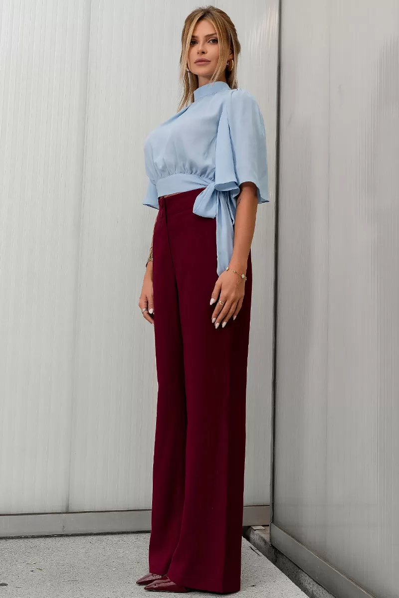 Miss Misses - Miss Misses Chiffon Shirt with Godet Sleeve and Blue Tie - 54225002 Miss Misses - Miss Misses Chiffon Shirt with Godet Sleeve and Blue Tie - 54225002