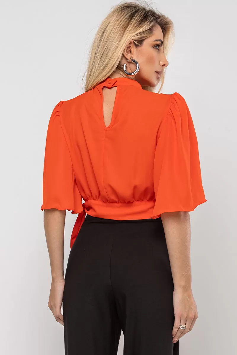 Miss Misses - Miss Misses Chiffon Shirt with Orange Tie - 54225216 Miss Misses - Miss Misses Chiffon Shirt with Orange Tie - 54225216