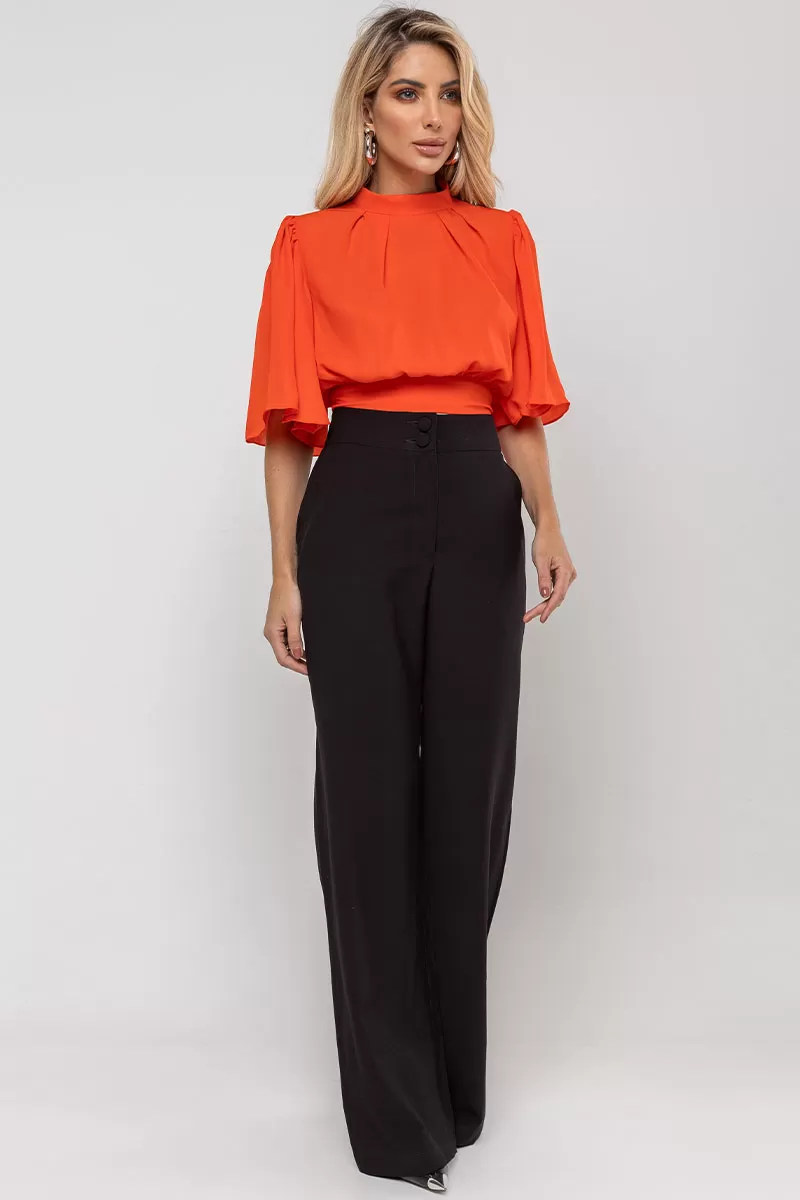 Miss Misses - Miss Misses Chiffon Shirt with Orange Tie - 54225216 Miss Misses - Miss Misses Chiffon Shirt with Orange Tie - 54225216