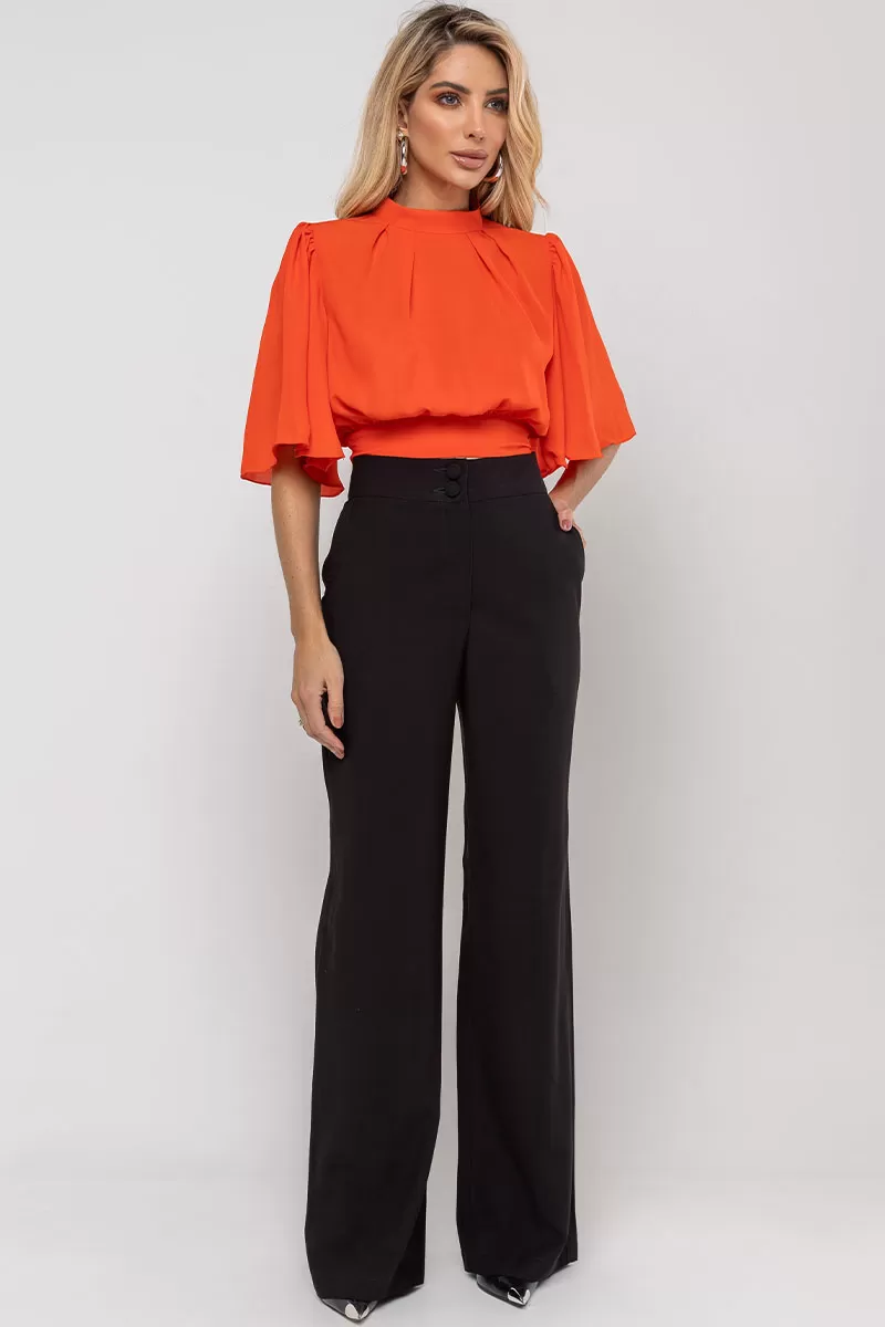 Miss Misses - Miss Misses Chiffon Shirt with Orange Tie - 54225216 Miss Misses - Miss Misses Chiffon Shirt with Orange Tie - 54225216