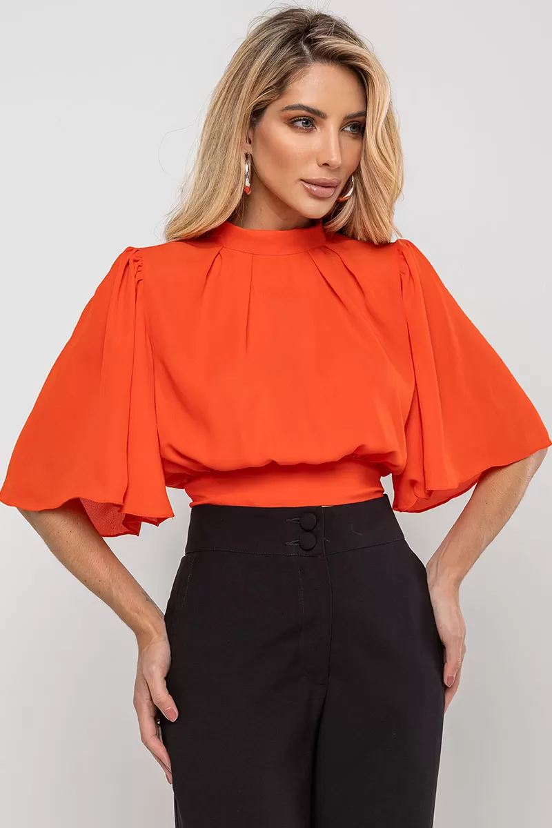 Miss Misses - Miss Misses Chiffon Shirt with Orange Tie - 54225216 Miss Misses - Miss Misses Chiffon Shirt with Orange Tie - 54225216