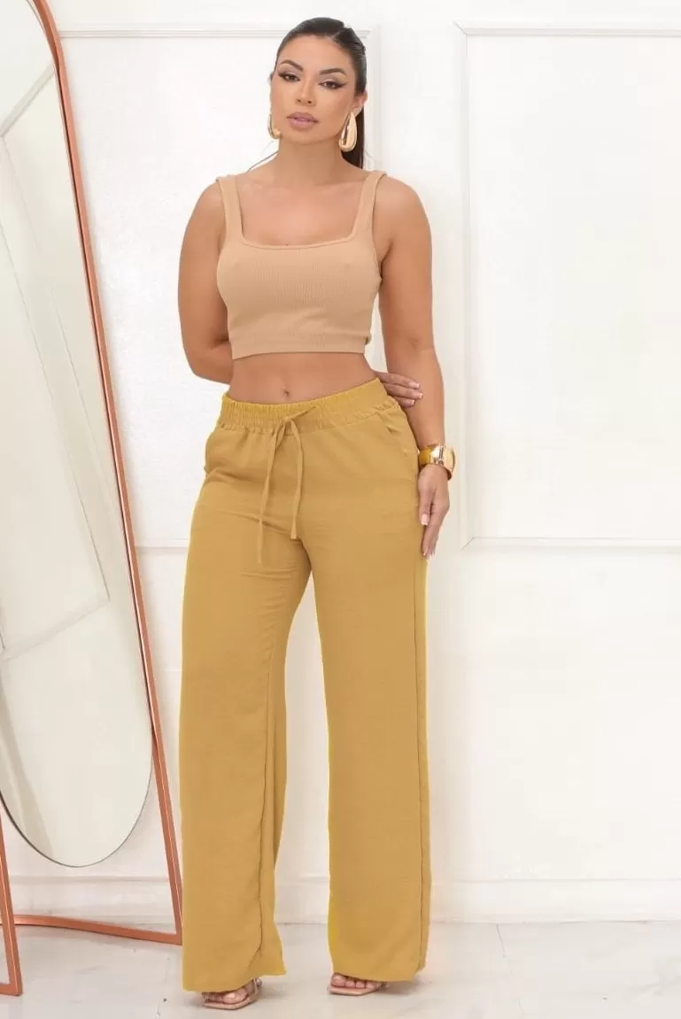 AS8 - Caramel Wide Leg Pants - AYB1007