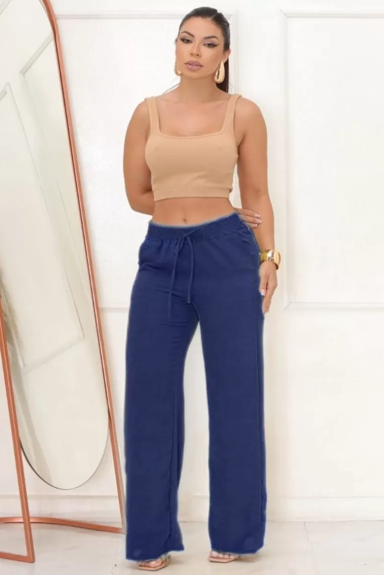AS8 - Navy Blue Wide Leg Pants - AYB1009 AS8 - Navy Blue Wide Leg Pants - AYB1009