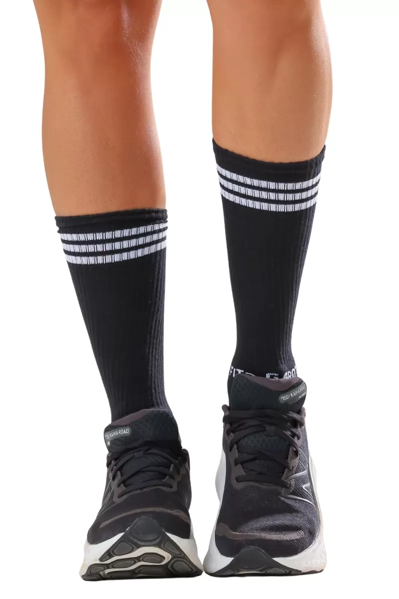 Garotafit - High Top Socks Black/White Stripe Pattern - MEIA01AB
