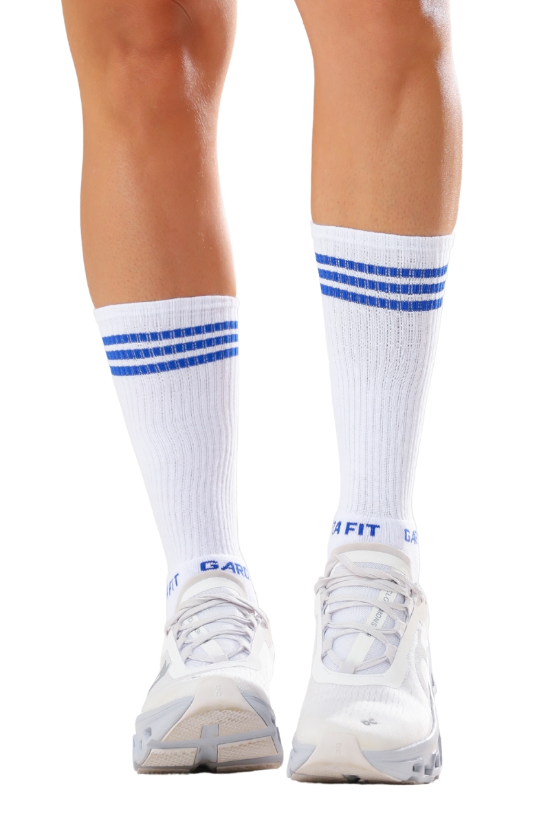 Garotafit - White/Blue Stripe High Top Socks - MEIA01BLB Garotafit - White/Blue Stripe High Top Socks - MEIA01BLB