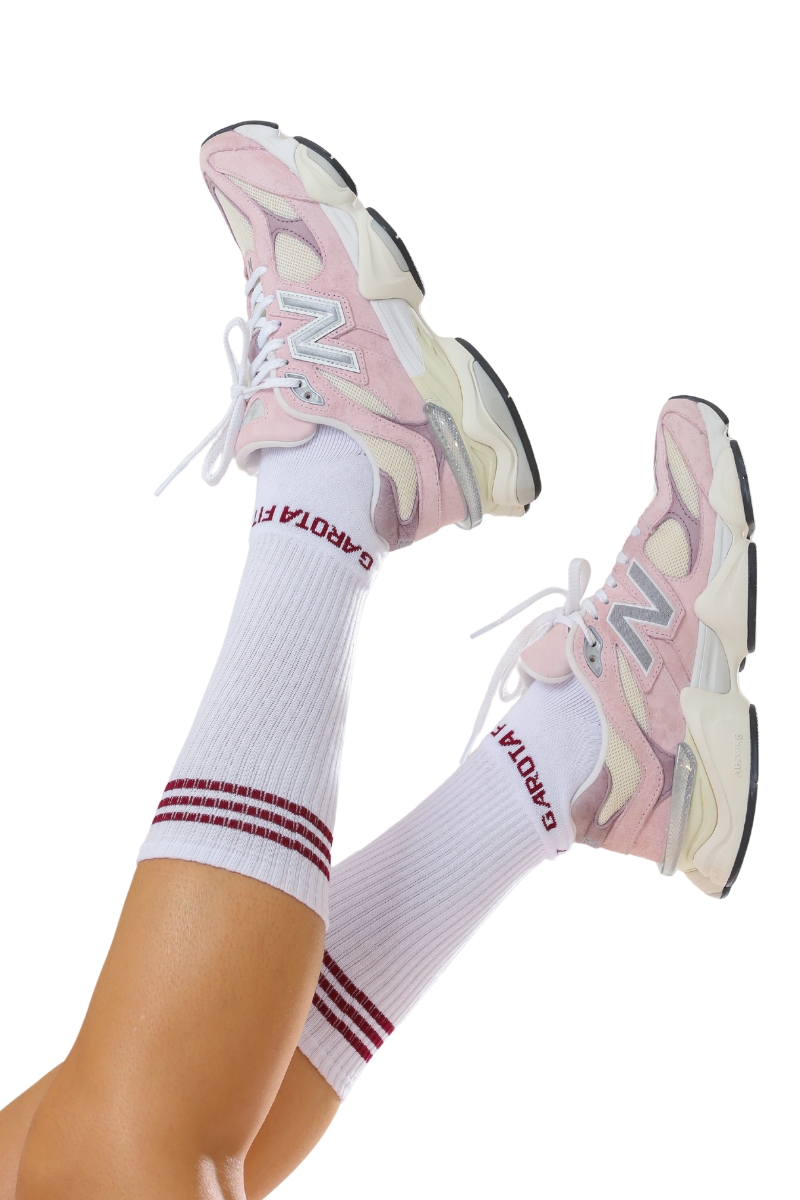 Garotafit - High-Top Socks White/Wine Stripe Pattern - MEIA01BVIU