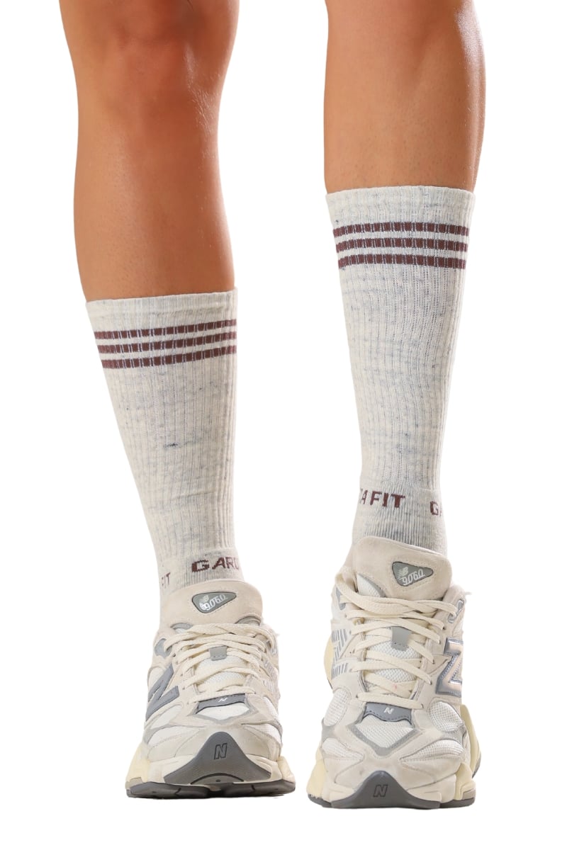 Garotafit - High-Top Socks, Mixed/Striped Pattern, Coffee - MEIA01MMU Garotafit - High-Top Socks, Mixed/Striped Pattern, Coffee - MEIA01MMU
