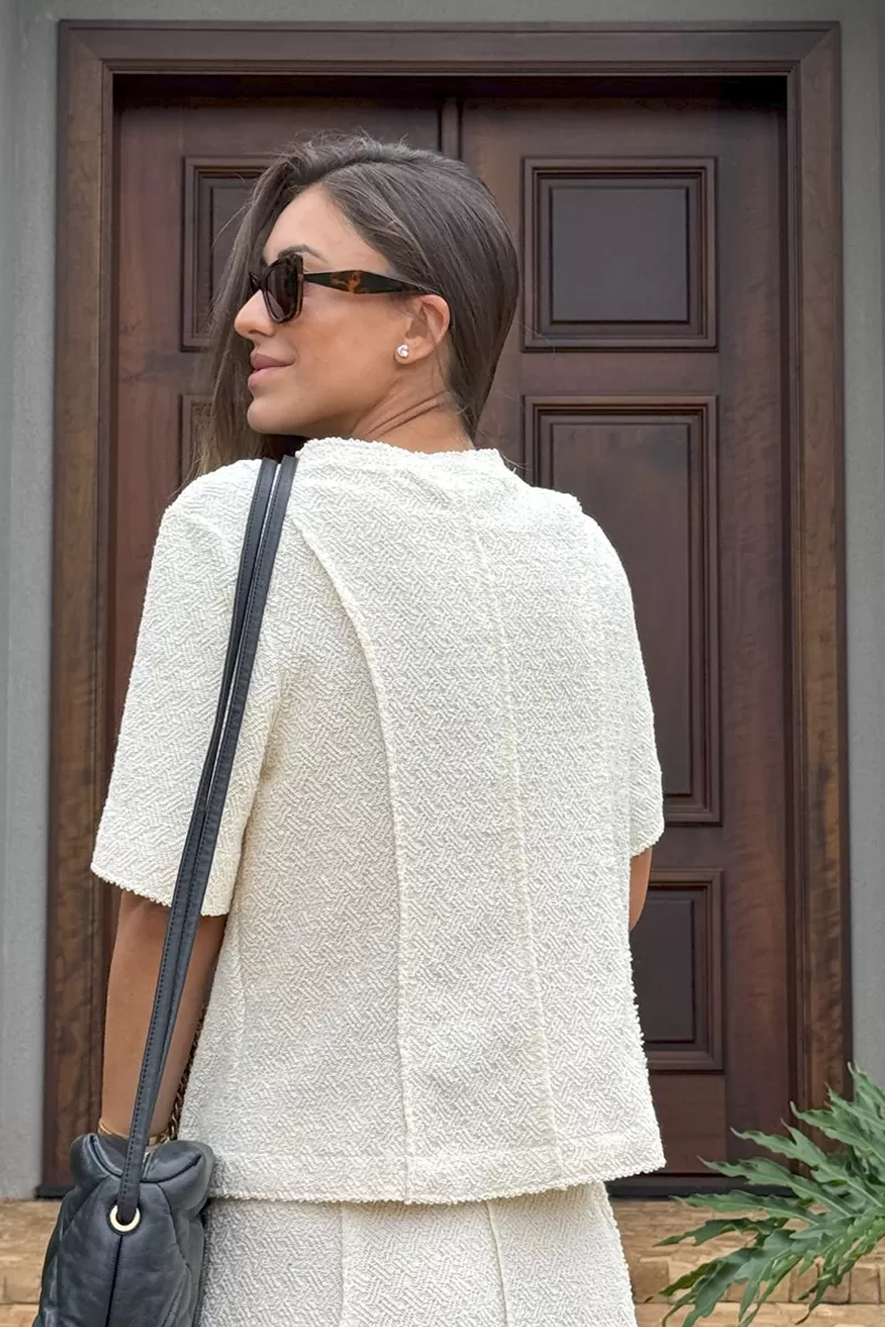 Hidrogênio - BLUSA C/ RECORTES OFF WHITE - 20392018 Hidrogênio - BLUSA C/ RECORTES OFF WHITE - 20392018