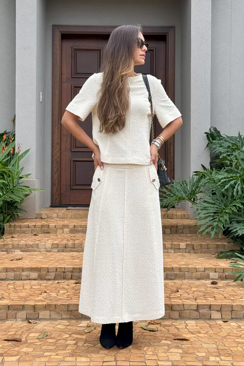 Hidrogênio - BLUSA C/ RECORTES OFF WHITE - 20392018 Hidrogênio - BLUSA C/ RECORTES OFF WHITE - 20392018
