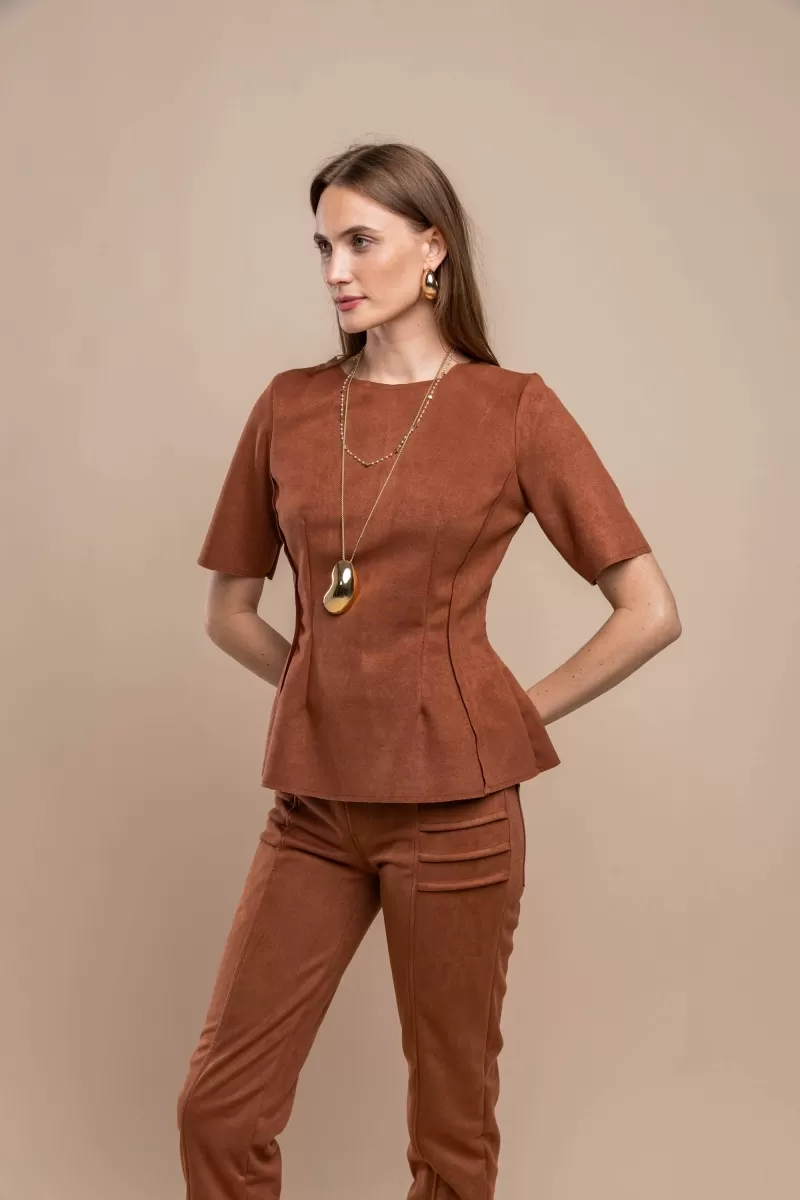 Hidrogênio - COGNAC PEPLUM BLOUSE - 20464579 Hidrogênio - COGNAC PEPLUM BLOUSE - 20464579