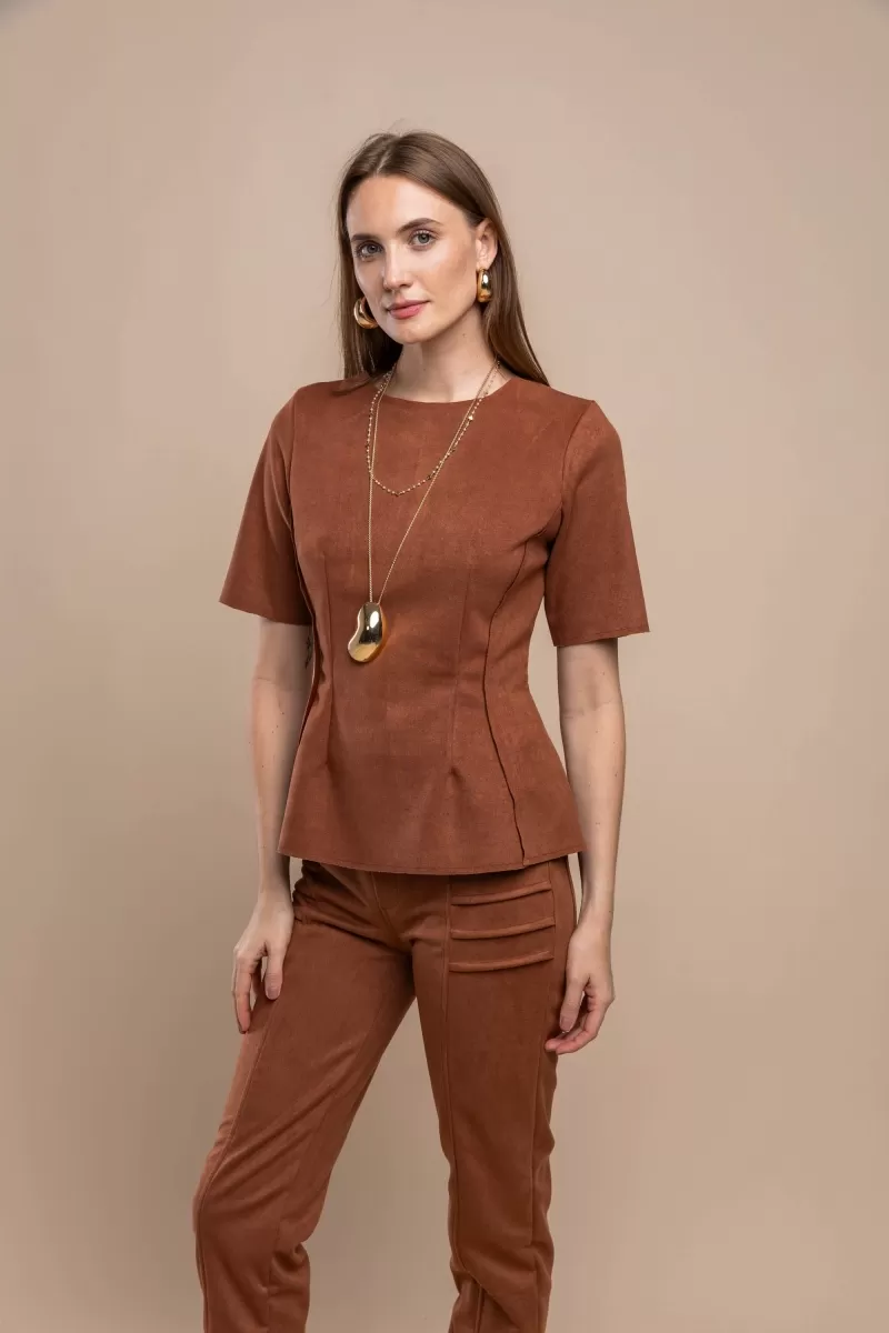 Hidrogênio - COGNAC PEPLUM BLOUSE - 20464579 Hidrogênio - COGNAC PEPLUM BLOUSE - 20464579
