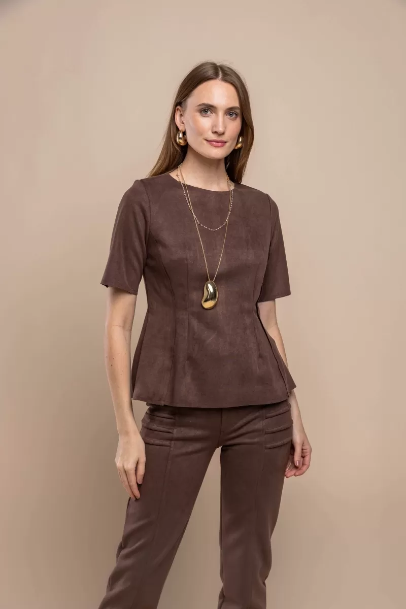 Hidrogênio - CHOCOLATE PEPLUM BLOUSE - 20464032 Hidrogênio - CHOCOLATE PEPLUM BLOUSE - 20464032