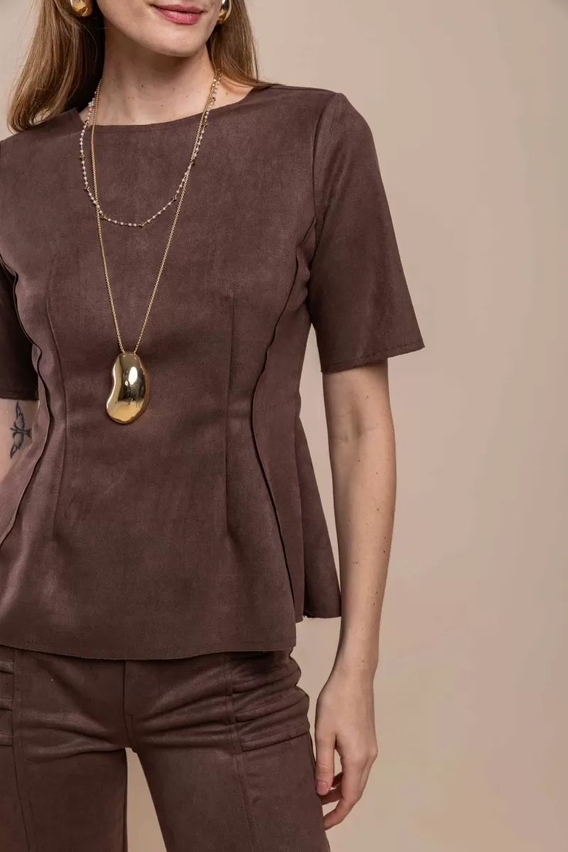 Hidrogênio - CHOCOLATE PEPLUM BLOUSE - 20464032 Hidrogênio - CHOCOLATE PEPLUM BLOUSE - 20464032