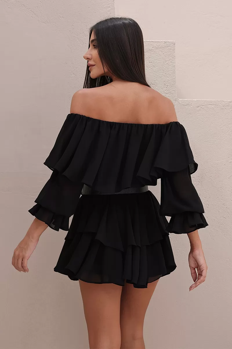Dot Clothing - Set Dot Clothing Shirt and Shorts frill Black - 2722PRETO Dot Clothing - Set Dot Clothing Shirt and Shorts frill Black - 2722PRETO