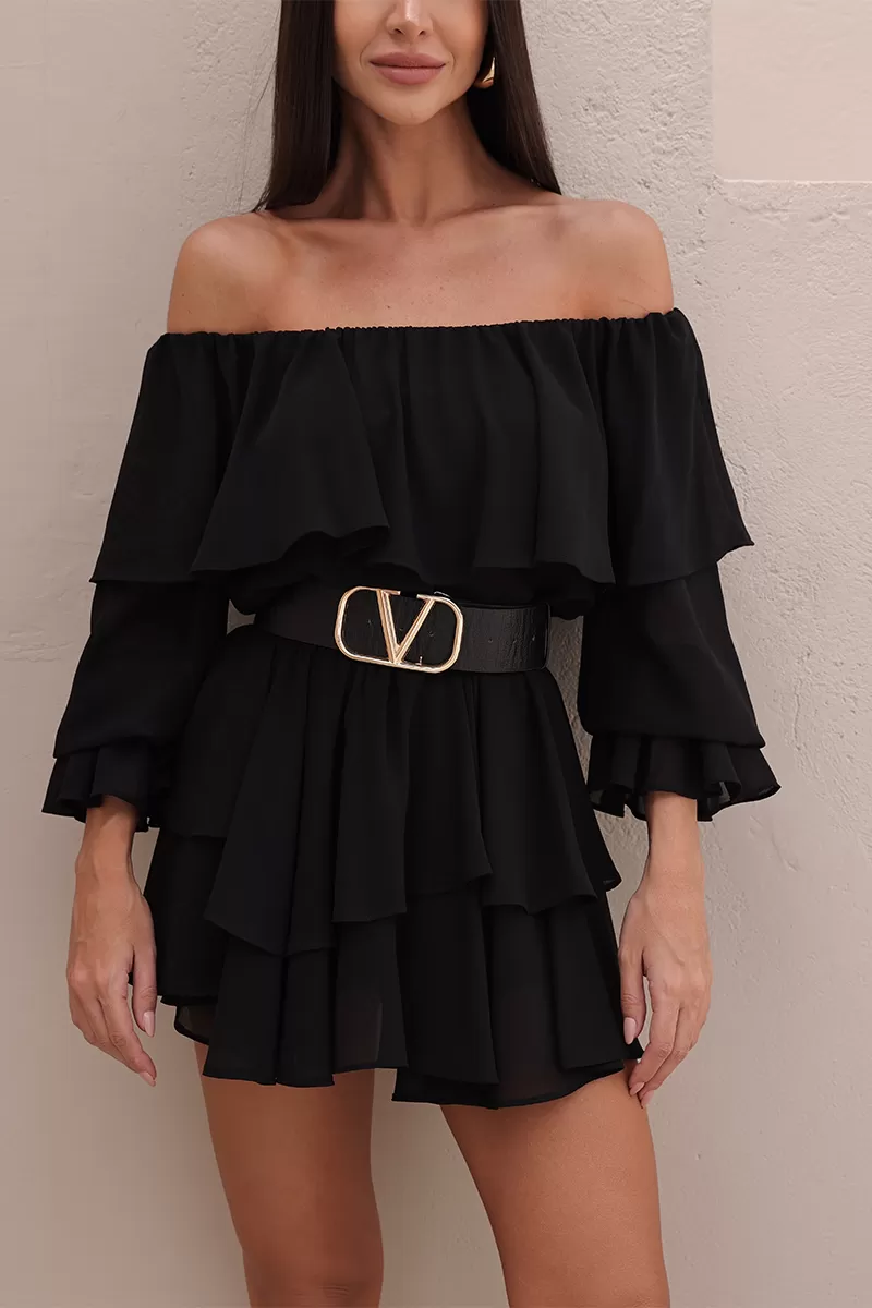 Dot Clothing - Set Dot Clothing Shirt and Shorts frill Black - 2722PRETO Dot Clothing - Set Dot Clothing Shirt and Shorts frill Black - 2722PRETO