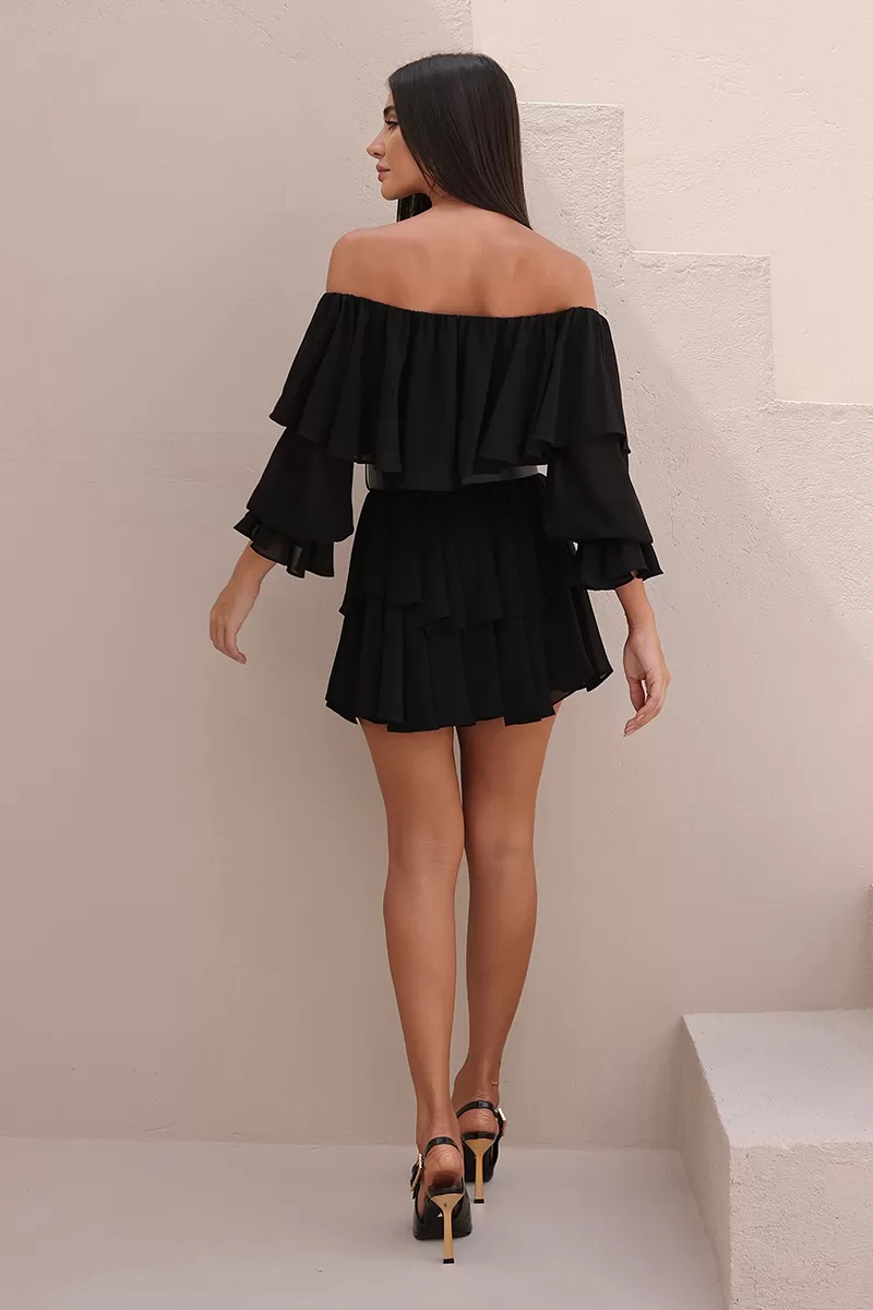 Dot Clothing - Set Dot Clothing Shirt and Shorts frill Black - 2722PRETO Dot Clothing - Set Dot Clothing Shirt and Shorts frill Black - 2722PRETO