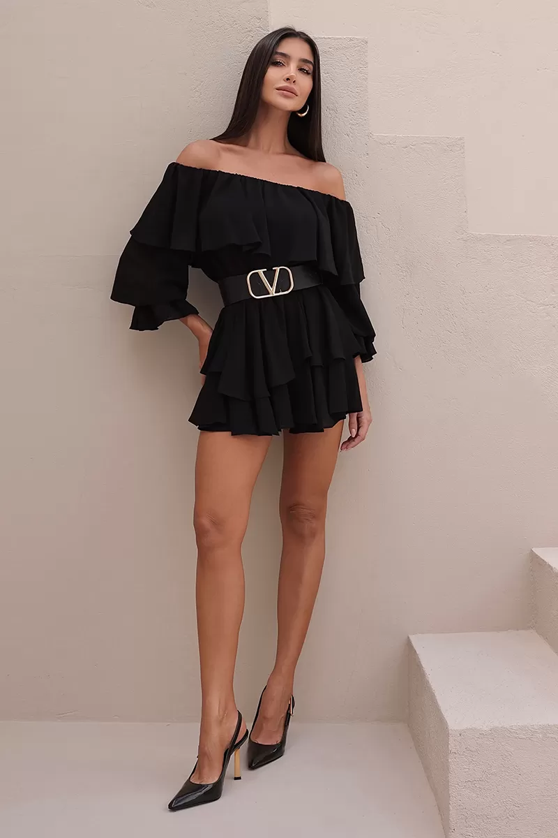Dot Clothing - Set Dot Clothing Shirt and Shorts frill Black - 2722PRETO Dot Clothing - Set Dot Clothing Shirt and Shorts frill Black - 2722PRETO