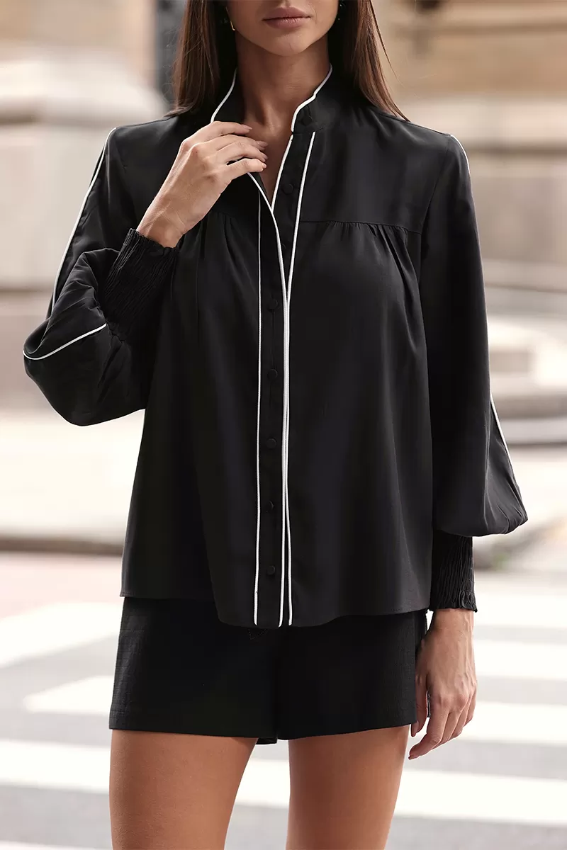 Dot Clothing - Dot Clothing Black Bias Shirt - 2691PRETO Dot Clothing - Dot Clothing Black Bias Shirt - 2691PRETO