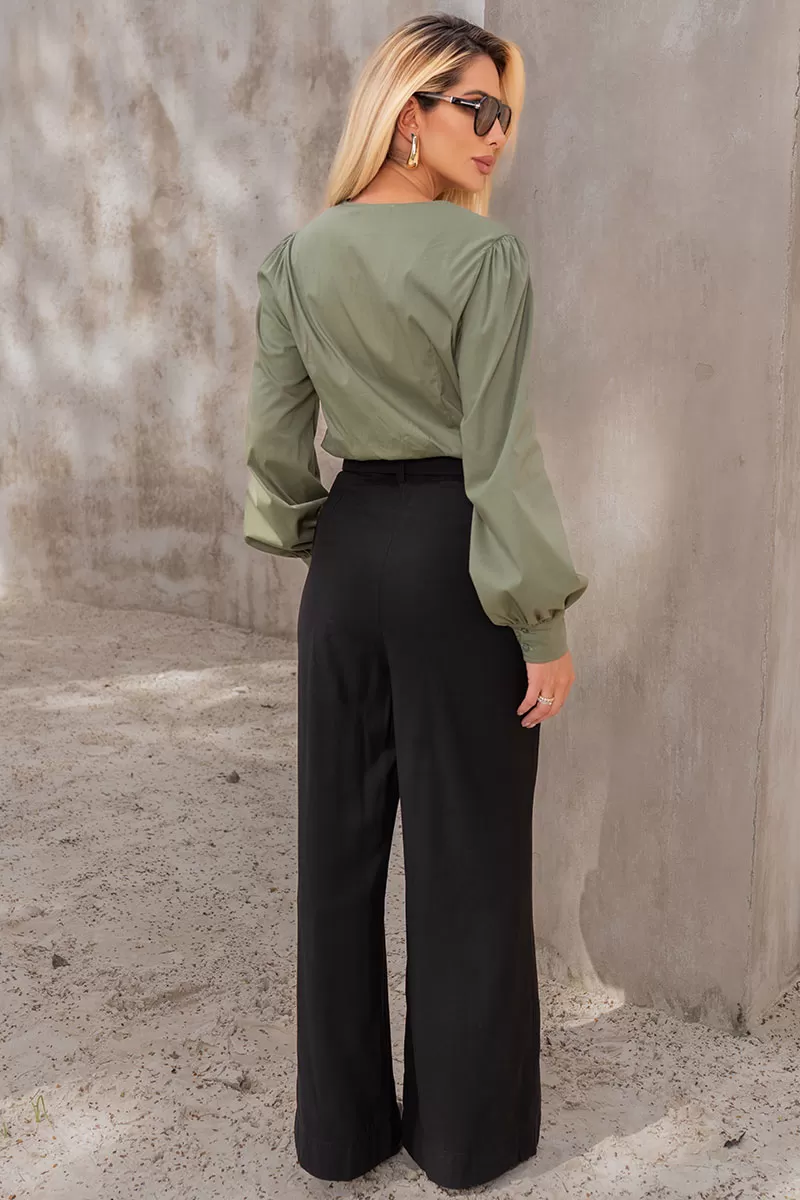 Miss Misses - Alicia Crew Neck Long Sleeve Green Shirt - 54558023 Miss Misses - Alicia Crew Neck Long Sleeve Green Shirt - 54558023