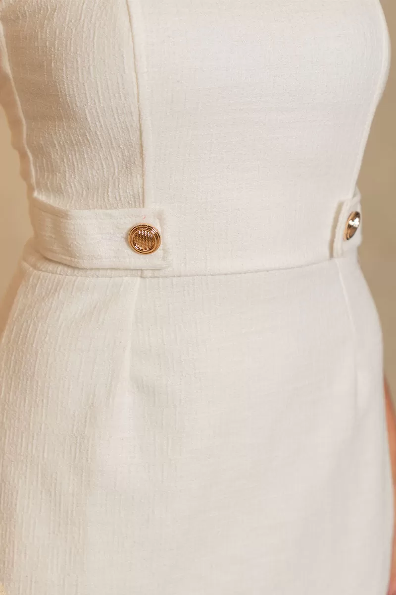 Miss Misses - Dulce Tube Dress with Button and Zipper Off white - 54564030 Miss Misses - Dulce Tube Dress with Button and Zipper Off white - 54564030