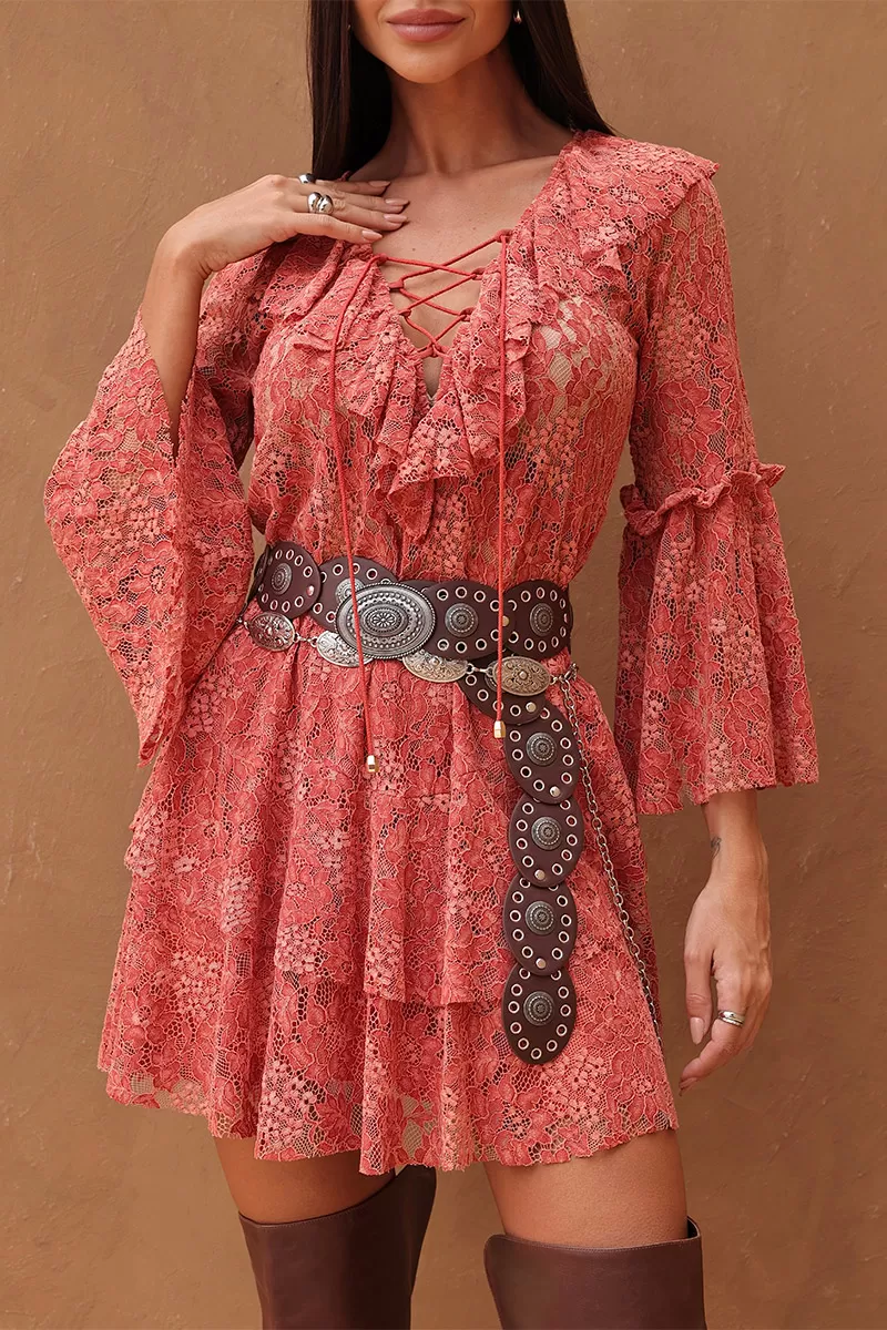 Dot Clothing - Short Dress Dot Clothing lace Goiaba - 2705ROSA Dot Clothing - Short Dress Dot Clothing lace Goiaba - 2705ROSA