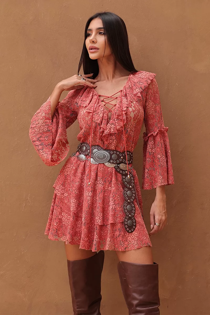 Dot Clothing - Short Dress Dot Clothing lace Goiaba - 2705ROSA Dot Clothing - Short Dress Dot Clothing lace Goiaba - 2705ROSA