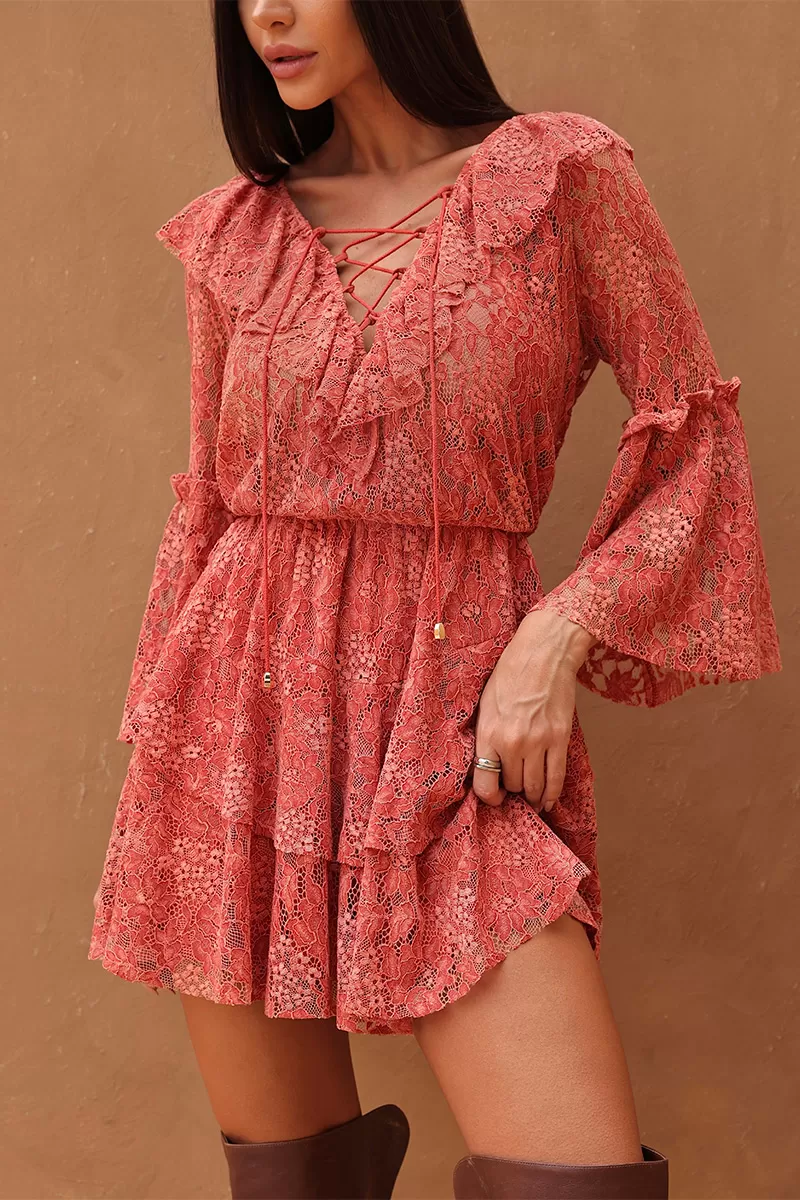 Dot Clothing - Short Dress Dot Clothing lace Goiaba - 2705ROSA Dot Clothing - Short Dress Dot Clothing lace Goiaba - 2705ROSA