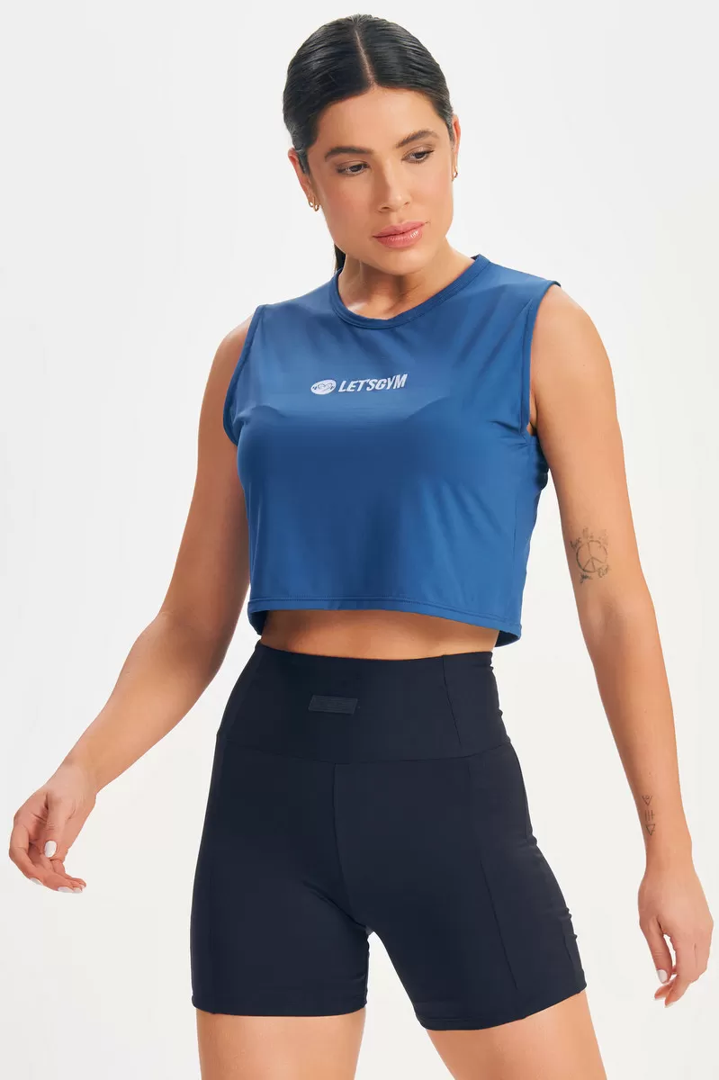 Lets Gym - Navy Blue Push Crop Top - 2664AZ Lets Gym - Navy Blue Push Crop Top - 2664AZ