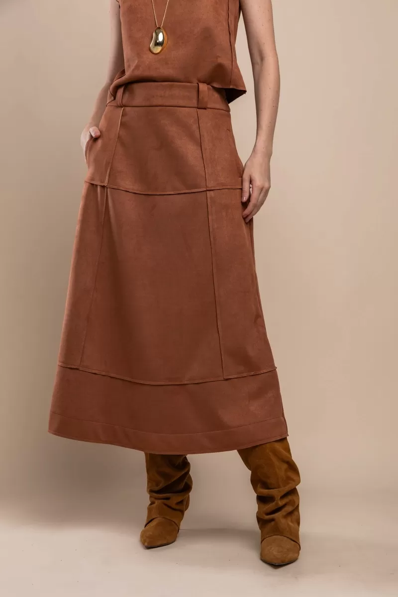 Hidrogênio - COGNAC THREAD CROPPED MIDI SKIRT - 20467579 Hidrogênio - COGNAC THREAD CROPPED MIDI SKIRT - 20467579