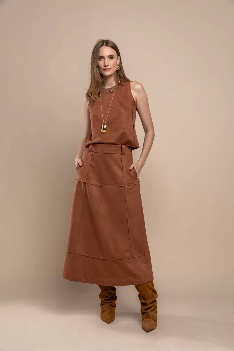 Hidrogênio - COGNAC THREAD CROPPED MIDI SKIRT - 20467579 Hidrogênio - COGNAC THREAD CROPPED MIDI SKIRT - 20467579