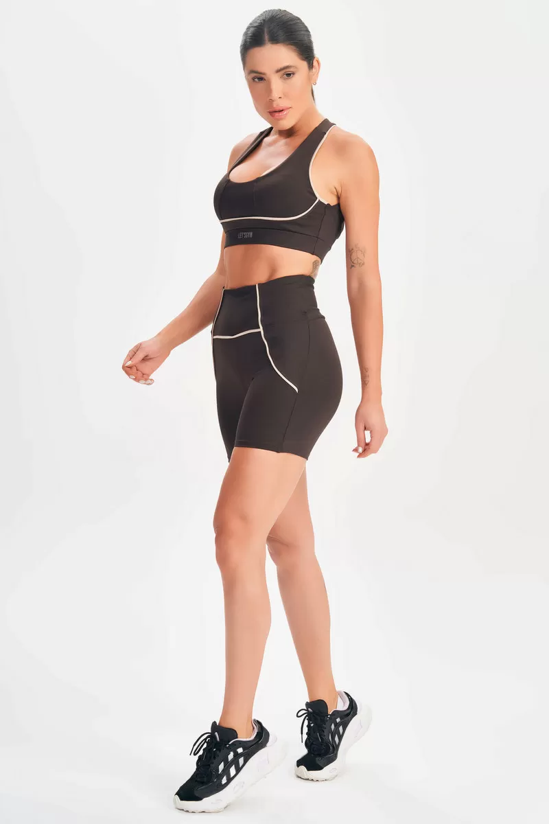 Lets Gym - Elastic Coffee Shorts - 2589CF Lets Gym - Elastic Coffee Shorts - 2589CF