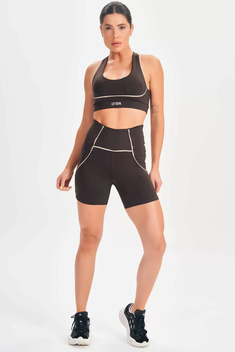 Lets Gym - Elastic Coffee Shorts - 2589CF Lets Gym - Elastic Coffee Shorts - 2589CF