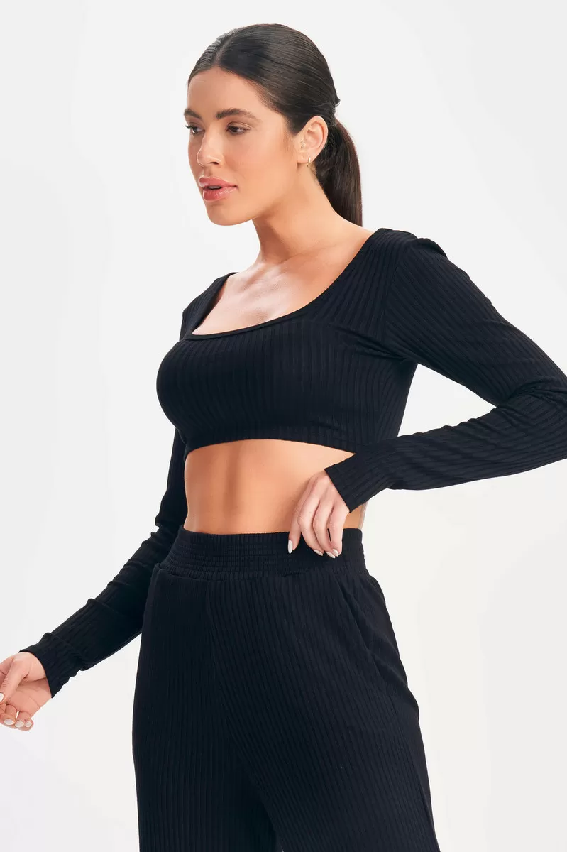 Lets Gym - Black Sweetie Crop Top - 2630PT Lets Gym - Black Sweetie Crop Top - 2630PT